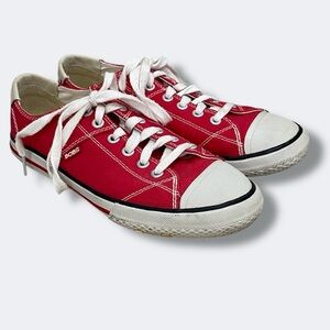 Bobs from Skechers Red Canvas Sneakers with White Laces Converse All Star Style